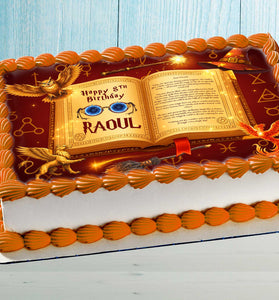 Magic Book Cake Topper – Edible Image for Wizard Birthday Party