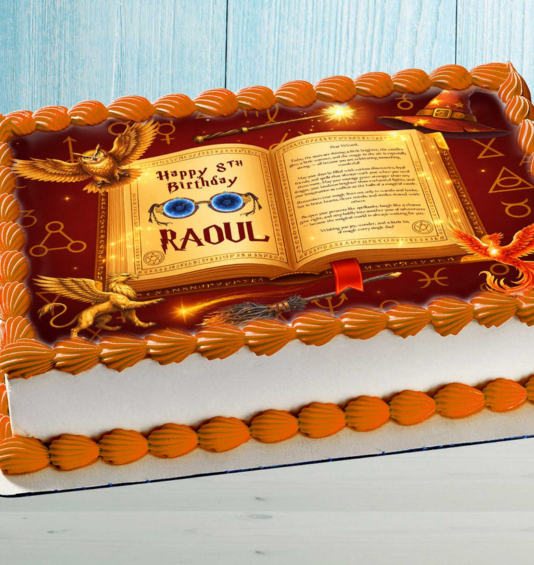 Magic Book Cake Topper – Edible Image for Wizard Birthday Party