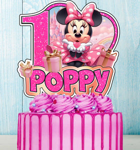 Minnie Mouse Cake Topper Personalized Name & Age – Custom Birthday Party Decoration