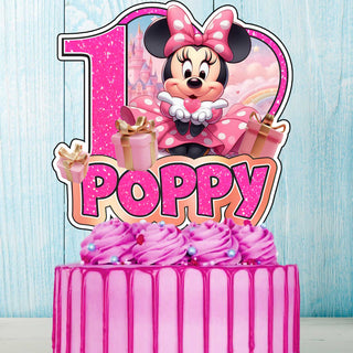 Minnie Mouse Cake Topper Personalized Name & Age – Custom Birthday Party Decoration