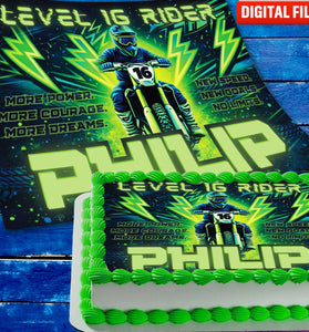 Rider Birthday cake topper digital file – custom name and age for birthday cake