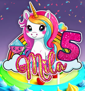 Personalised 3D Printed Magical Unicorn Cake Topper - Ideal for Unicorn-Themed Birthdays and Parties!