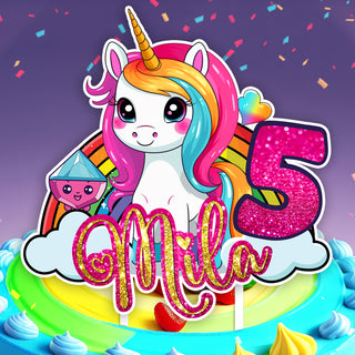 Personalised 3D Printed Magical Unicorn Cake Topper - Ideal for Unicorn-Themed Birthdays and Parties!