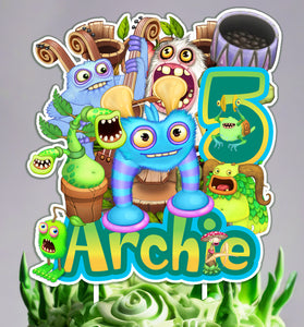 Personalised 3D Printed Scups Cake Topper - Perfect for My Singing Monsters-Themed Birthdays and Parties!