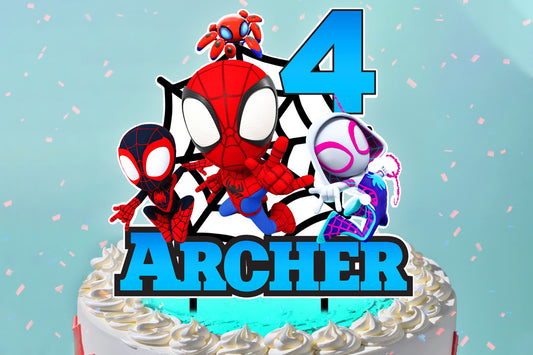 Personalisierter 3D-gedruckter Spiderman-Kuchenaufsatz – ideal für Spiderman-Geburtstage und Partys!