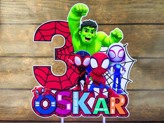 Personalisierter 3D-gedruckter Spiderman-Kuchenaufsatz – ideal für Spiderman-Geburtstage und Partys!
