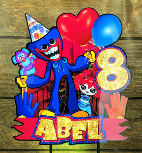 Spersonalizowany topper do tortu Huggy Wuggy z drukarki 3D - Idealny na urodziny i imprezy z motywem Huggy Wuggy!