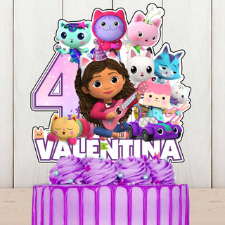 Gabbys Dollhouse Cake Topper Personalized Name & Age – Custom Birthday Party Decoration
