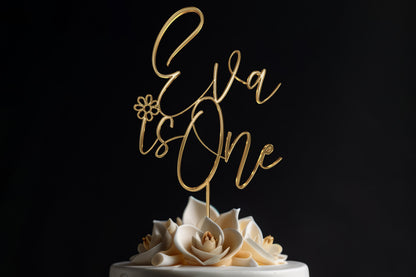 Personalized Gold or Silver Mirror Acrylic Cake Topper | 1st Birthday Decoration | First Year Celebration