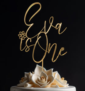 Personalized Gold or Silver Mirror Acrylic Cake Topper | 1st Birthday Decoration | First Year Celebration