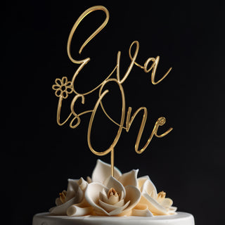 Personalized Gold or Silver Mirror Acrylic Cake Topper | 1st Birthday Decoration | First Year Celebration