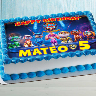Personalized Paw Patrol: The Mighty Movie Cake Decoration - Edible Birthday Topper - Rectangular Design - Wafer Paper, Sugar Sheet, Chocotransfer