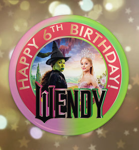 Personalized Wicked Birthday Button Pin Badge | Custom 58mm or 75mm Magnet or Pin | Standard or Glitter Lamination
