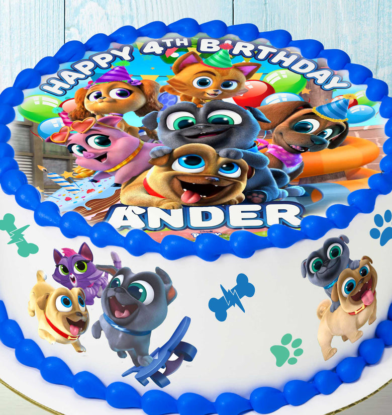 Puppy Dog Pals Precut Edible Cake Topper – Cute Cartoon Birthday Party Decoration for Kids