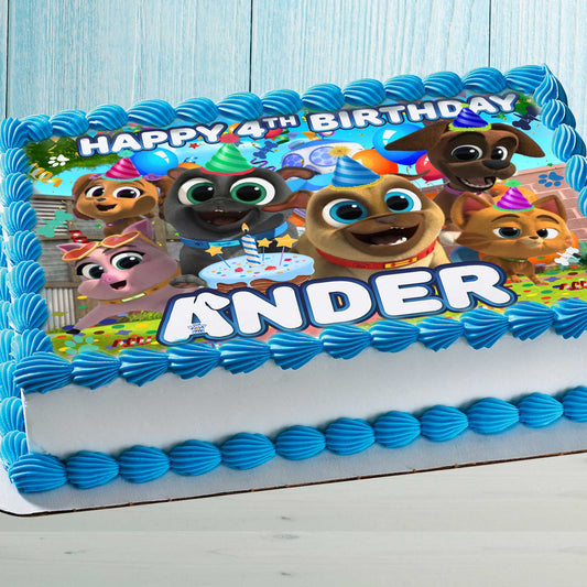 Puppy Dog Pals Edible Cake Topper – Cute Cartoon Puppy Birthday Decoration for Kids Party Cakes