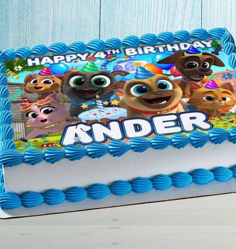 Puppy Dog Pals Edible Cake Topper – Cute Cartoon Puppy Birthday Decoration for Kids Party Cakes