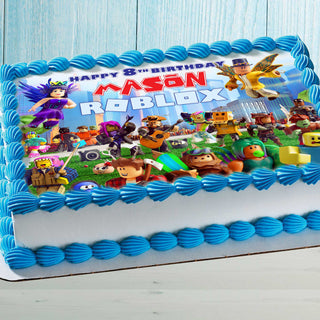 Roblox Birthday Cake Topper – Personalized Edible Image – Custom Gamer Party Decoration – Wafer Paper, Sugar Sheet, Chocotransfer