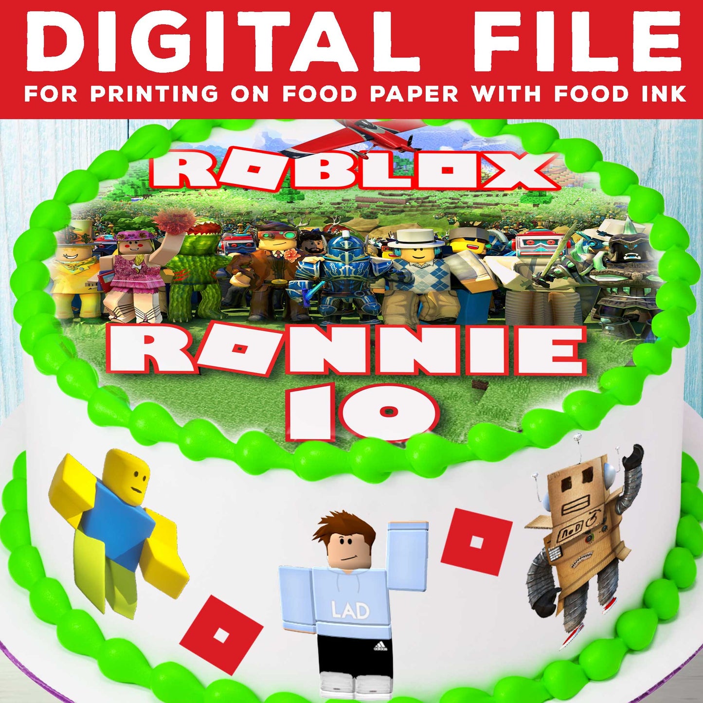 Set mit 9 Roblox-Kuchenaufsätzen – essbar, vorgeschnitten auf Oblatenpapier, Zuckerfolie oder ungeschnittenem Schokoladentransfer