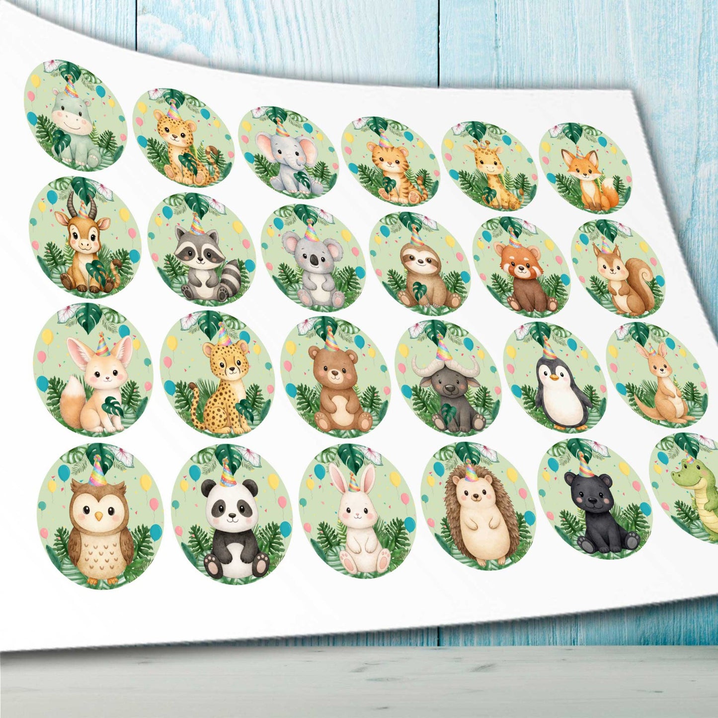 Jungle Baby Cupcake Toppers – Set of 24 Precut Edible Images for Safari Birthday