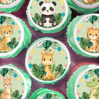 Jungle Baby Cupcake Toppers – Set of 24 Precut Edible Images for Safari Birthday
