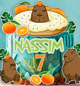 Capybara Edible Cake Toppers Set of 11 – Cute Animal Birthday Cake Decorations – Precut & Ready to Use