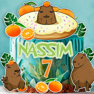 Capybara Edible Cake Toppers Set of 11 – Cute Animal Birthday Cake Decorations – Precut & Ready to Use