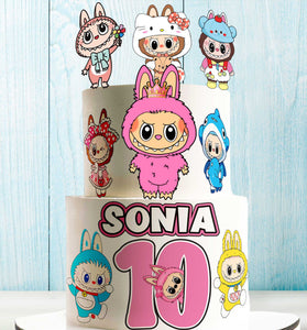 Set of 11 Labubu Cake Toppers – Edible, Precut on Wafer Paper, Sugar Sheet, or Uncut Chocotransfer