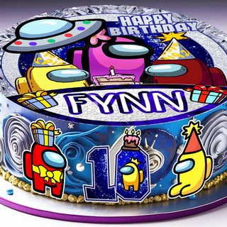 Set of 4 Among Us Edible Cake Toppers - Precut on Wafer Paper, Sugar Sheet