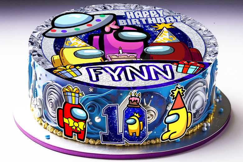 Set of 4 Among Us Edible Cake Toppers - Precut on Wafer Paper, Sugar Sheet