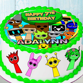 Set of 5 Sprunki Kids Cake Toppers – Edible, Precut on Wafer Paper, Sugar Sheet, or Uncut Chocotransfer