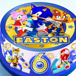 Set of 8 Sonic Edible Cake Toppers - Precut on Wafer Paper, Sugar Sheet, or without cutting Chocotransfer