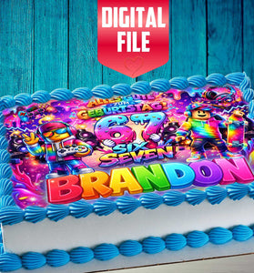 Six Seven Birthday cake topper digital file – custom name and age for birthday cake