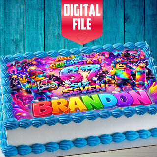 Six Seven Birthday cake topper digital file – custom name and age for birthday cake