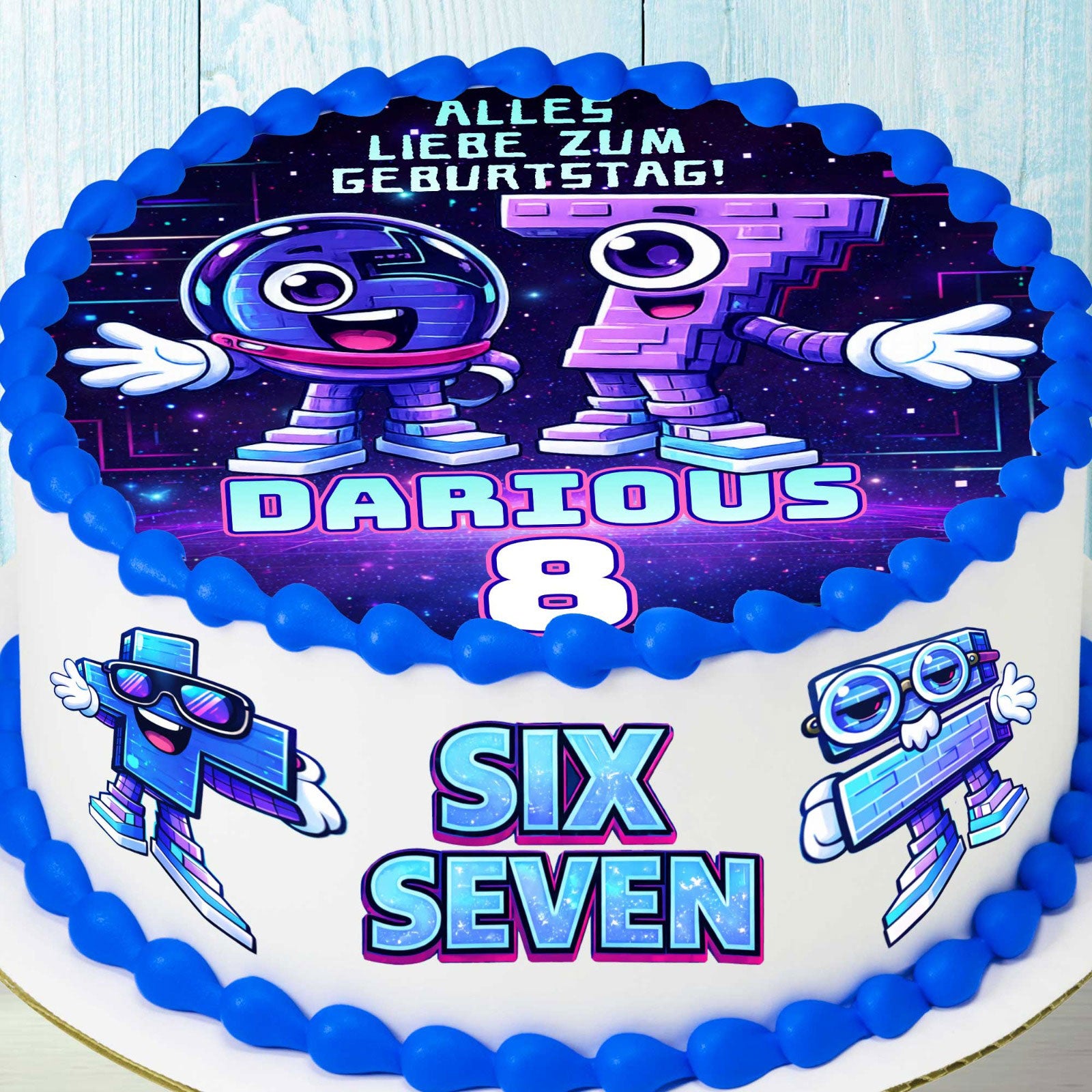 Gamer birthday cake toppers set of 4 precut edible images with name and age for 6th 7th party