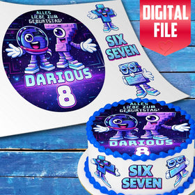 Six Seven Gamer cake topper digital file – custom name and age for birthday cake