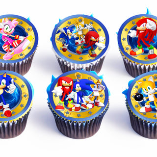 Sonic and Friends Cupcake Toppers - 24 Pre-Cut Pieces on Wafer Paper, Sugar Sheet, or without cutting Chocotransfer