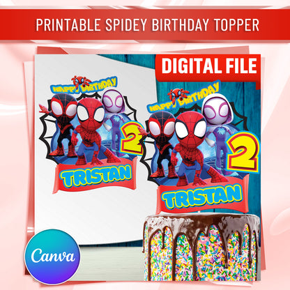 Spidey Birthday Plastic Cake Topper,  Spidey Theme Party, personalized topper