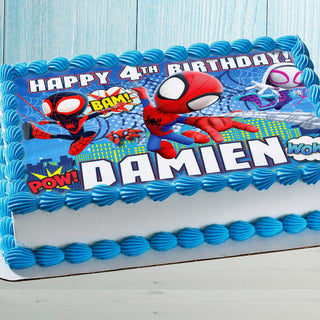 Spidey Birthday Cake Topper – Edible Image for Kids Party – Superhero Spider Theme – Wafer, Sugar Sheet, Chocotransfer