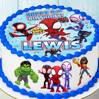 Spidey Cake Toppers – Set of 4 Precut Edible Images for Superhero Birthday Party