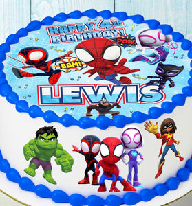 Spidey Cake Toppers – Set of 4 Precut Edible Images for Superhero Birthday Party