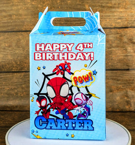 Spidey Themed Gable Box: Personalized Meal Box for Burger & Fries Party Favors! Perfect for Birthdays, Weddings, and More!