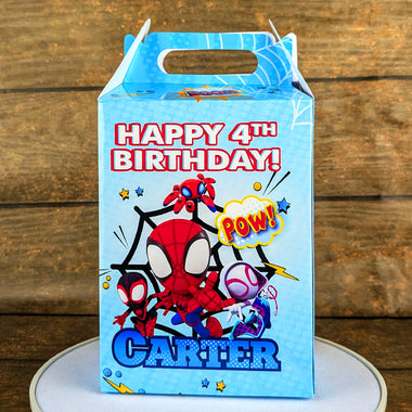 Spidey Themed Gable Box: Personalized Meal Box for Burger & Fries Party Favors! Perfect for Birthdays, Weddings, and More!