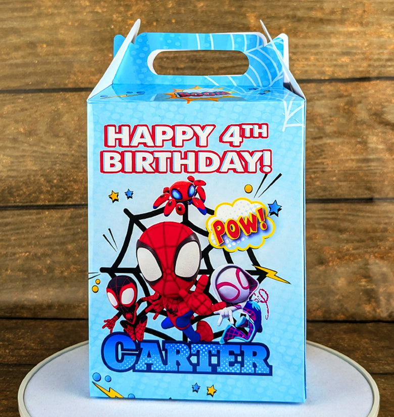 Spidey Themed Gable Box: Personalized Meal Box for Burger & Fries Party Favors! Perfect for Birthdays, Weddings, and More!