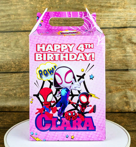 Spidey Themed Gable Box for Girls: Personalized Meal Box for Burger & Fries Party Favors! Perfect for Birthdays, Weddings, and More!