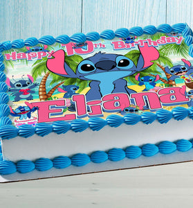 Stitch Birthday Cake Topper – Edible Image for Kids Party – Blue Alien Theme – Wafer, Sugar Sheet, Chocotransfer