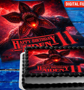 Stranger Things Demogorgon Birthday cake topper digital file – custom name and age for birthday cake