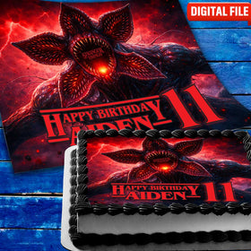 Stranger Things Demogorgon Birthday cake topper digital file – custom name and age for birthday cake