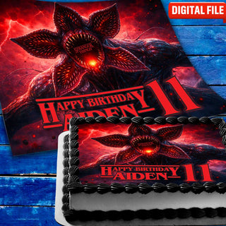Stranger Things Demogorgon Birthday cake topper digital file – custom name and age for birthday cake