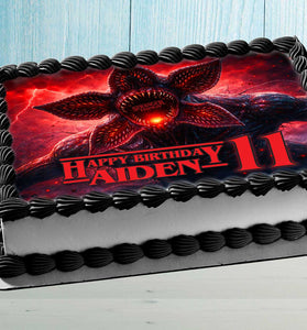Stranger Things Demogorgon Birthday Cake Topper – Personalized Edible Cake Image