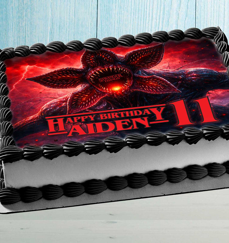 Stranger Things Demogorgon Birthday Cake Topper – Personalized Edible Cake Image